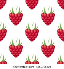 Vector Raspberry Seamless Pattern On White Stock Vector Royalty Free