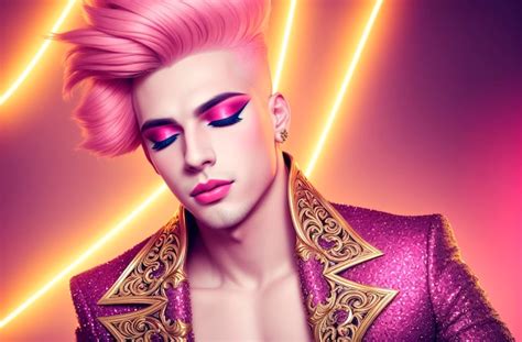 Hombre Gay Retrato De Chico De Orientaci N No Tradicional Con Maquillaje De Ojos Cerrados En La