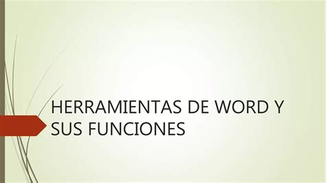 Herramientas De Word Y Sus Funciones Ppt