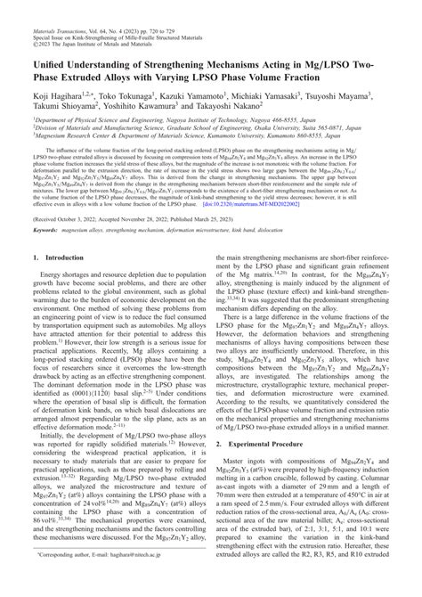 PDF Unified Understanding Of Strengthening Mechanisms Acting In Mg