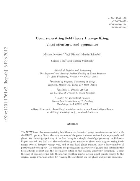 Pdf Open Superstring Field Theory I Gauge Fixing Ghost Structure