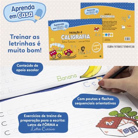 Livro Aprenda Em Casa Iniciação À Caligrafia Cursivaforma Shopee