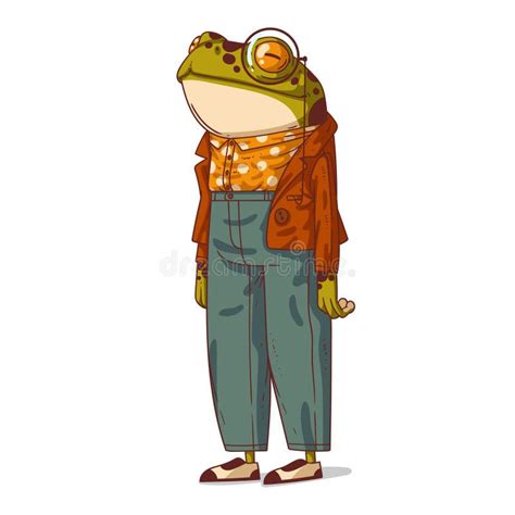 A Clever Frog Isolated Vector Illustration Calm Trendy Dressed