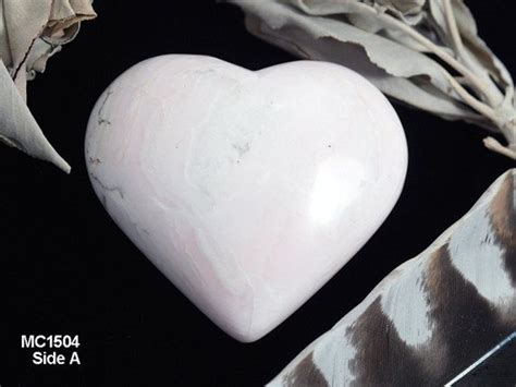 Pink Mangano Calcite Heart 225 Inch W Handmade Info Card Etsy Pink