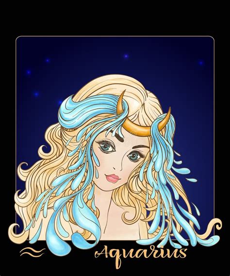 Aquarius A Young Beautiful Girl In The Form Of One Of The Signs Stock