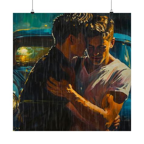Two Gay Men Art Print Hot Water Matte Square Poster Gay Noir Wall Art Pulp Art Style Poster Etsy