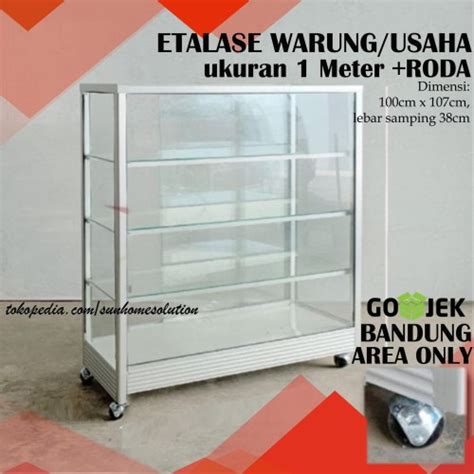 Jual Etalase 1 Meter Alumunium Hologot Roda Serbaguna Usaha Warung