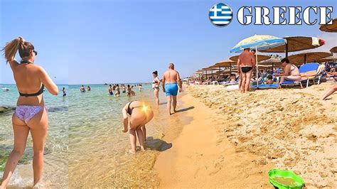 Bikini Beach 😜greece 🏖 Beach Walk In Hot Day🔥kavala Beach Vlog Youtube