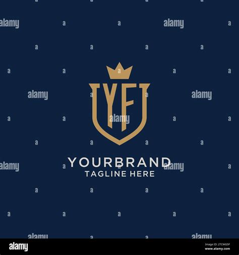 YF Initial Shield Crown Logo Vector Graphic Stock Vector Image Art