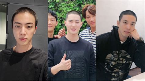 K Pop Idols Who Rocked The Military Buzz Cut Bts Jin Exo S Suho