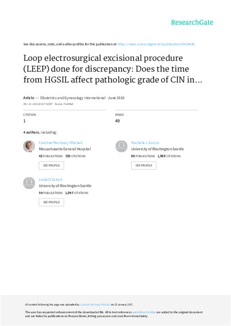 Pdf Loop Electrosurgical Excisional Procedure Leep Done For