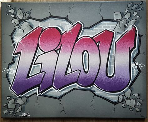 Toile Tableau Graffiti Pr Nom D Coration Street Art Lilou Id E Etsy