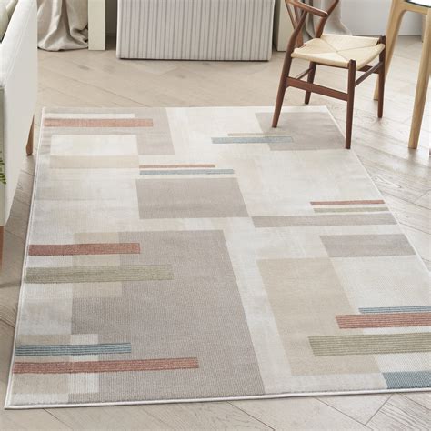 Nourison Thalia 6 X 9 Ivory Multicolor Modern And Contemporary Indoor Rug