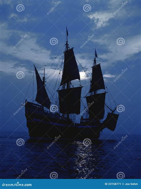 Replica of the Ship Mayflower II Stock Image - Image of historic ...