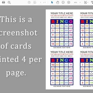 Editable Card Bingo Template Edit Text At Top And Bottom Add Your