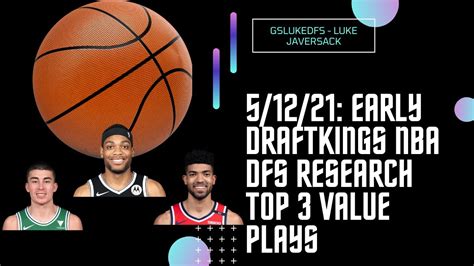 51221 Draftkings Nba Dfs Early Research Top 3 Value Plays Before