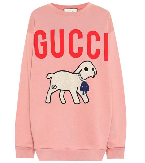 Gucci Oversized Lamb Print Sweatshirt In Pink Lyst