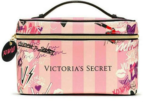 Pc Victoria S Secret Pink Striped Graffiti Cosmetic Bag Makeup Train