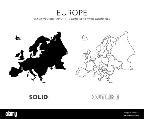 Europakarte Leere Vektorkarte Des Kontinents Mit Ländern Grenzen