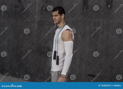 Portrait Of Sexy Athletic Man With Naked Torso On White Background Handsome Guy With Muscular