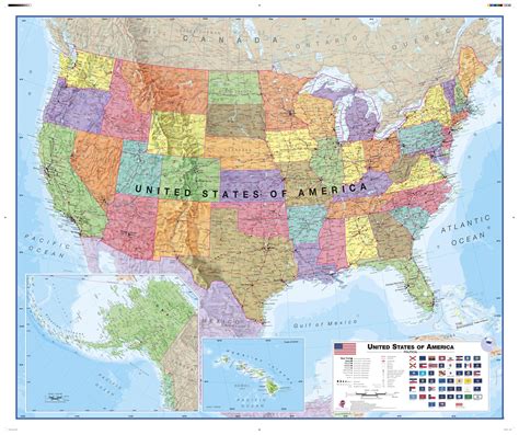 USA Political Wall Map by Maps International - The Map Shop