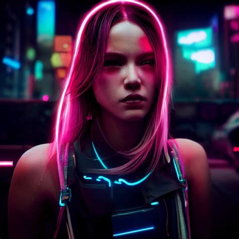 Cyberpunk Pink Neon Girl Hyper Realistic Octane Midjourney Openart