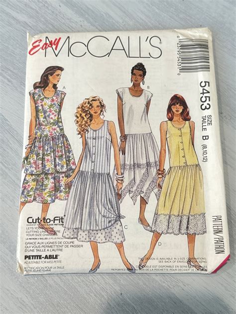 1990 Mccalls Sewing Pattern 5453 Misses Loose Fitting Sleeveless