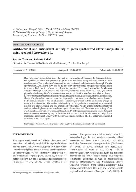 PDF Antibacterial And Antioxidant Activity Of Green Synthesized