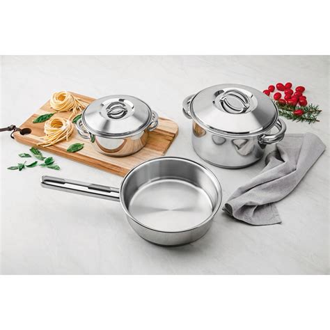 Tramontina Solar Stainless Steel Cookware Set With Tri Ply Base 6 Pieces Tramontina