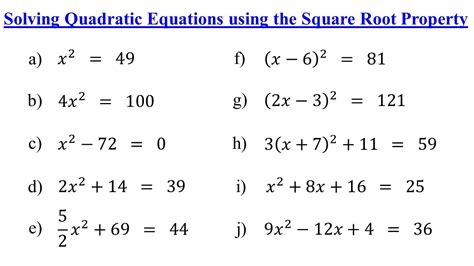 How To Solve Quadratic Equations By Square Root Property Algebra Youtube