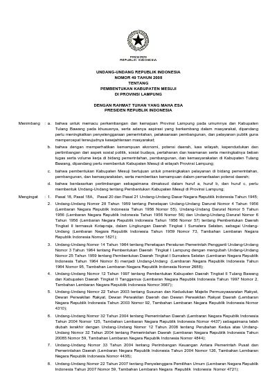 Undang Undang Republik Indonesia Nomor 49 Tahun 2008 Tentang