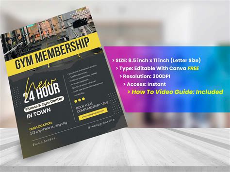 Gym Membership Flyer Diy Editable Canva Template Printable Social