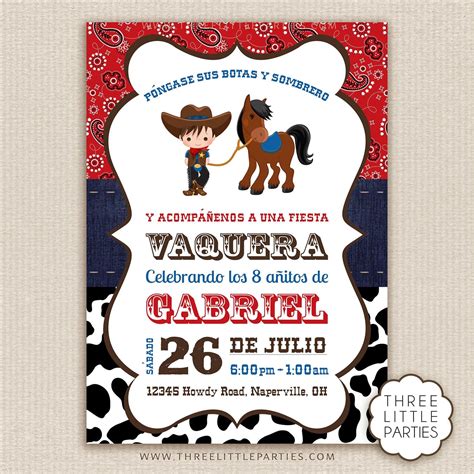 Spanish Cowboy Invitation Fiesta Vaquera Invitacion En Etsy