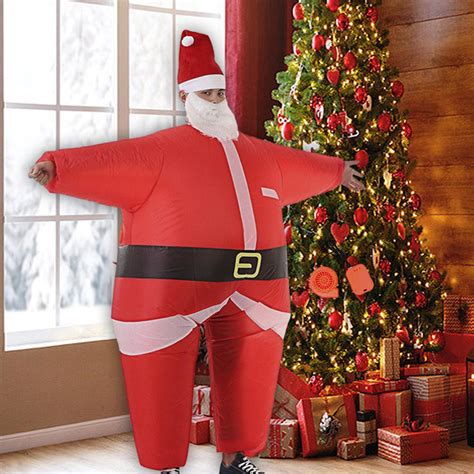 Inflatable Santa Claus Costume Christmas Suit, Funny Props Outfit Xmas Costumes for Decor ...