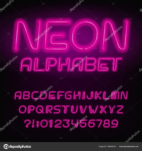 Neon Tube Alphabet Font Neon Color Letters Numbers Retro Vector Stock Vector By ©epifantsev