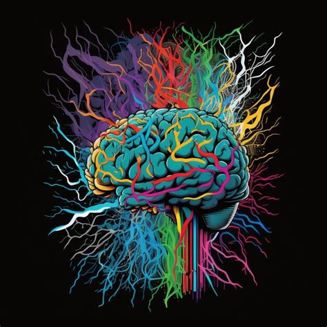 Premium Photo | A colorful drawing of a brain with the tree roots on it.