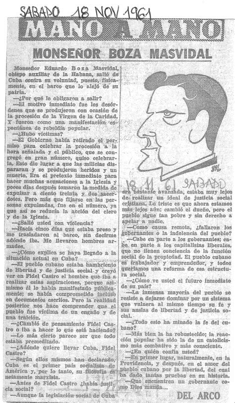 Blog Homenaje A Manuel Del Arco Monseñor Boza Masvidal 18 Noviembre 1961