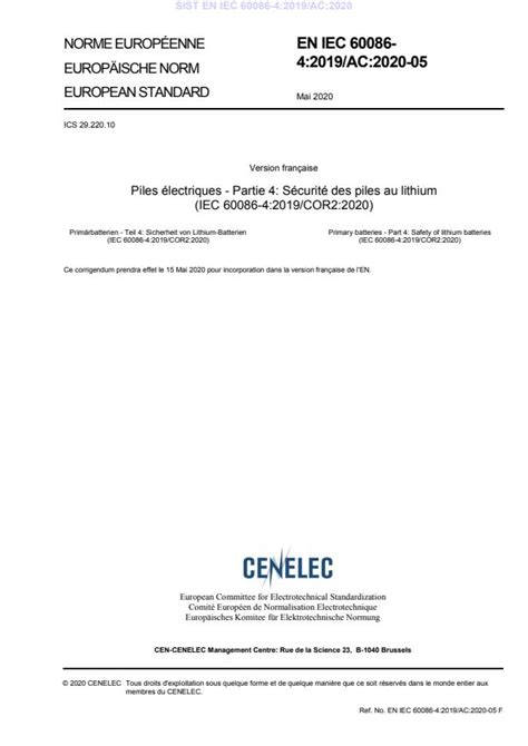 En Iec Ac Primary Batteries Part Safety Of