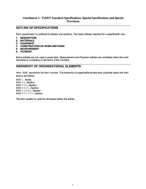 Fillable Online Attachment Txdot Standard Specifications Special