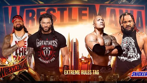 Roman Reigns Jimmy Uso Vs The Rock Jacob Fatu Extreme Rules Tag