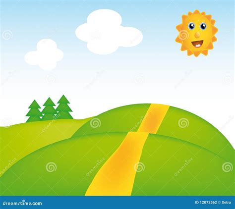 Paisagem Ensolarada Do Vetor Ilustra O Stock Ilustra O De Paisagem