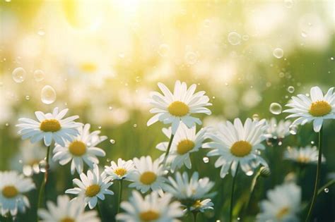 Premium AI Image Daisies In A Field Of Dew