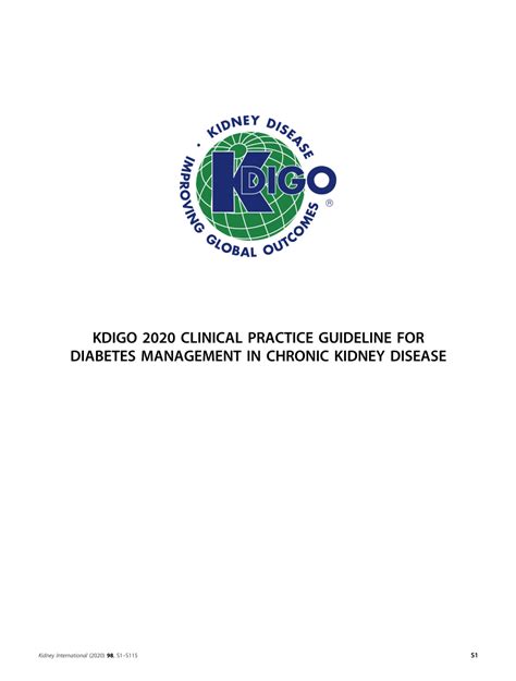 Pdf Kdigo 2020 Clinical Practice Guideline For Diabetes Management In