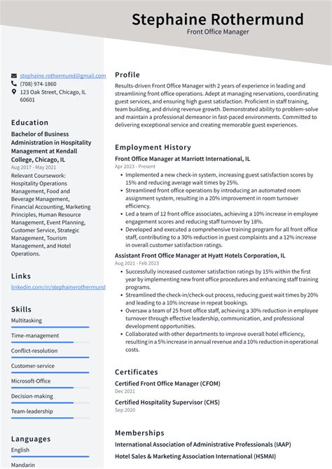 Top 17 Front Office Manager Resume Objective Examples