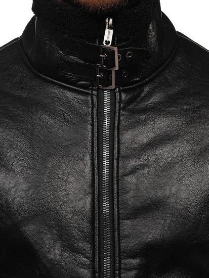 Chaqueta De Cuero Forrada Con Borrego Para Hombre Negro Bolf EX930 NEGRO