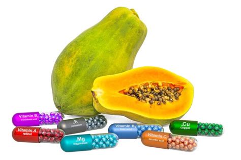 Premium Photo Vitamins And Minerals Of Papaya 3d Rendering