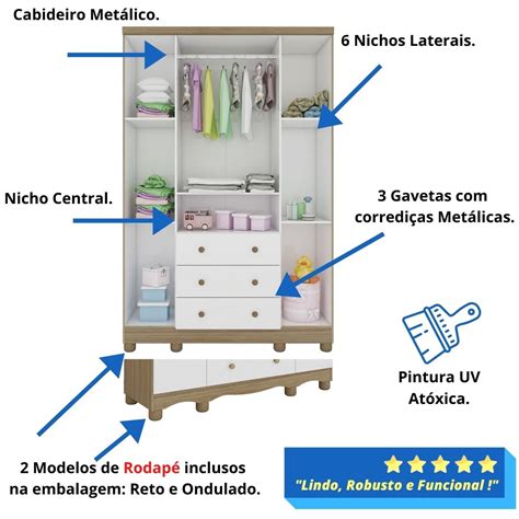 Quarto De Beb Completo Guarda Roupa Uli Portas Gavetas Ber O Mini