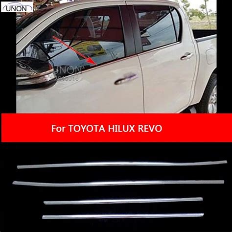 47A 4 Pieces Set For TOYOTA HILUX REVO CHROME Door Belt Moulding