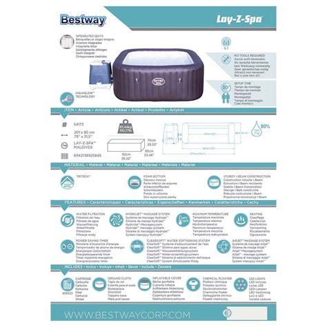 Bestway Lay Z Spa Maldives Hydrojet Pro Babystore Ae