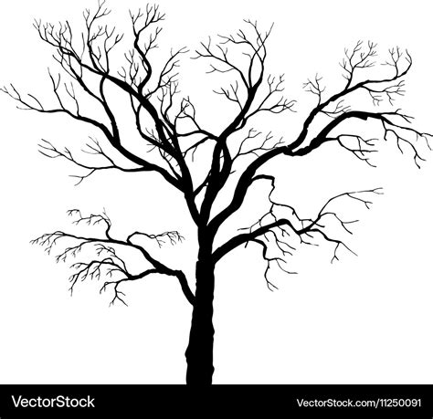 Winter tree silhouette Royalty Free Vector Image